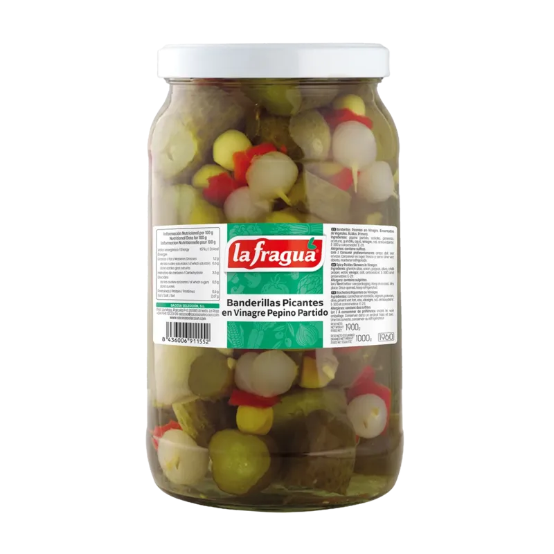 Banderillas Picantes Pepino Partido I Tarro 1/2 Galón (2 kg) · 6 unidades · La Fragua