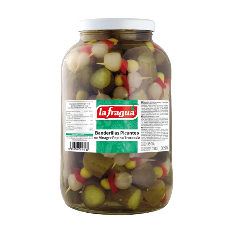 Banderillas Picantes Pepino Partido I Tarro Galón (5 kg) · 3 unidades · La Fragua