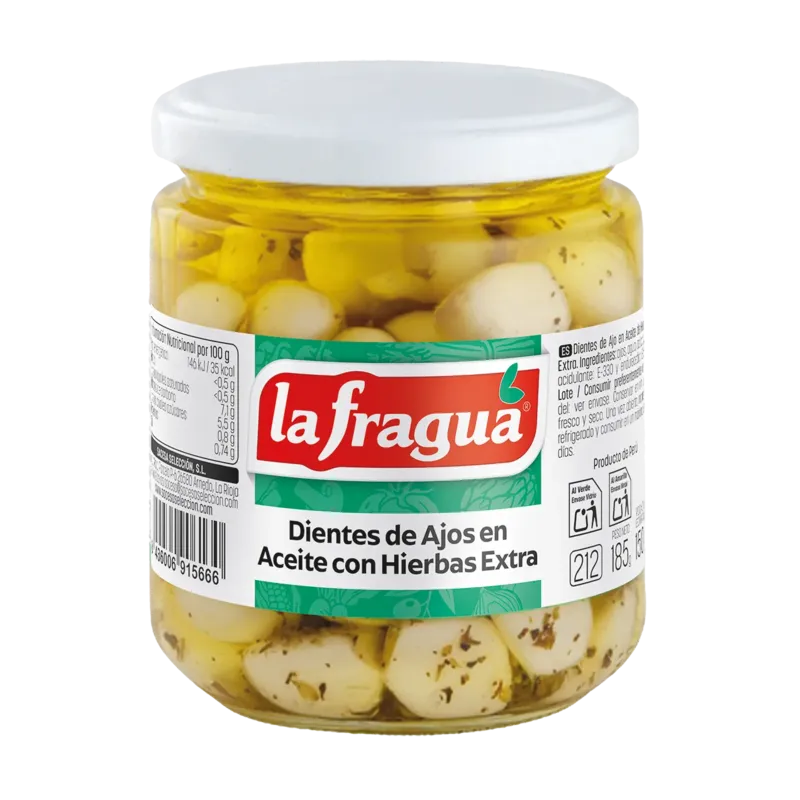 Dientes de Ajos en Aceite + Hierbas Tarro-370 · 12 unidades · La Fragua
