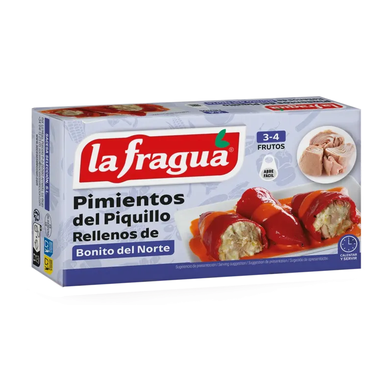 Pimientos Rellenos de Bonito del Norte Lata 1/4 kg Fiesta Alto - F.A. · 24 unidades · La Fragua