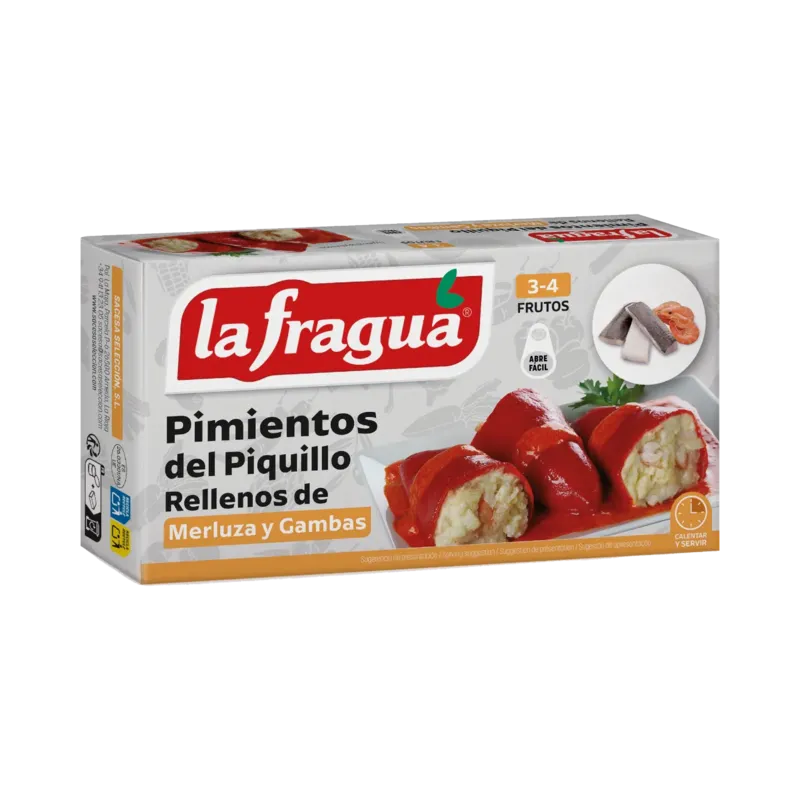Pimientos Rellenos de Merluza y Gambas Lata 1/4 kg Fiesta Alto - F.A. · 24 unidades · La Fragua