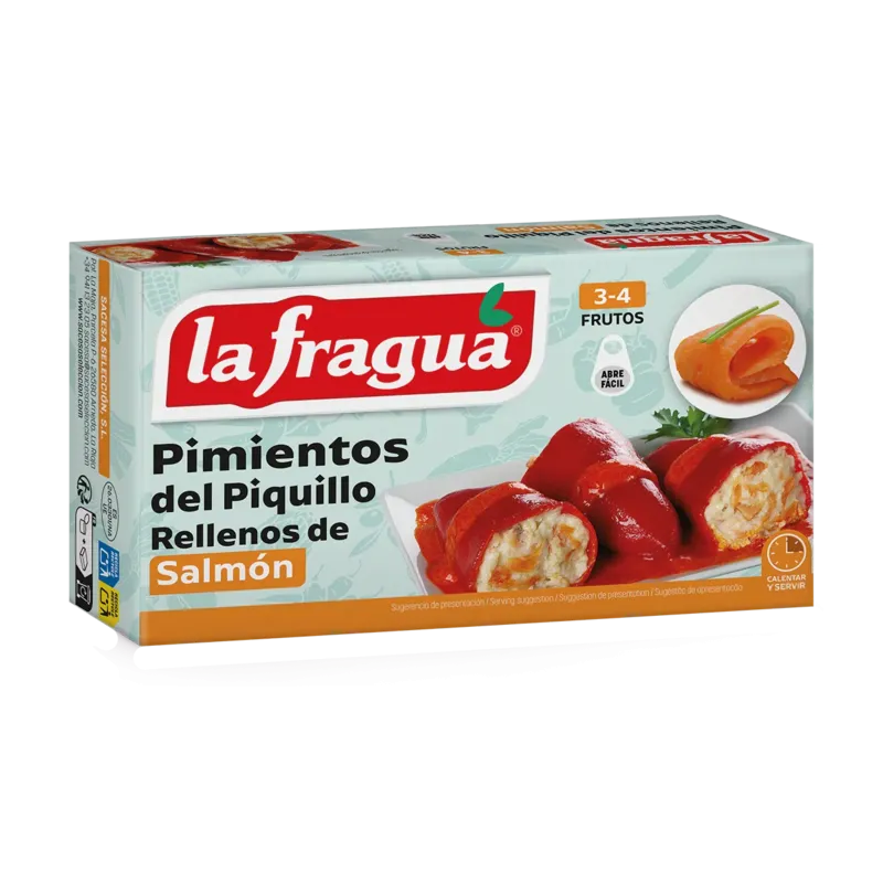 Pimientos Rellenos de Salmón Lata 1/4 kg Fiesta Alto - F.A. · 24 unidades · La Fragua