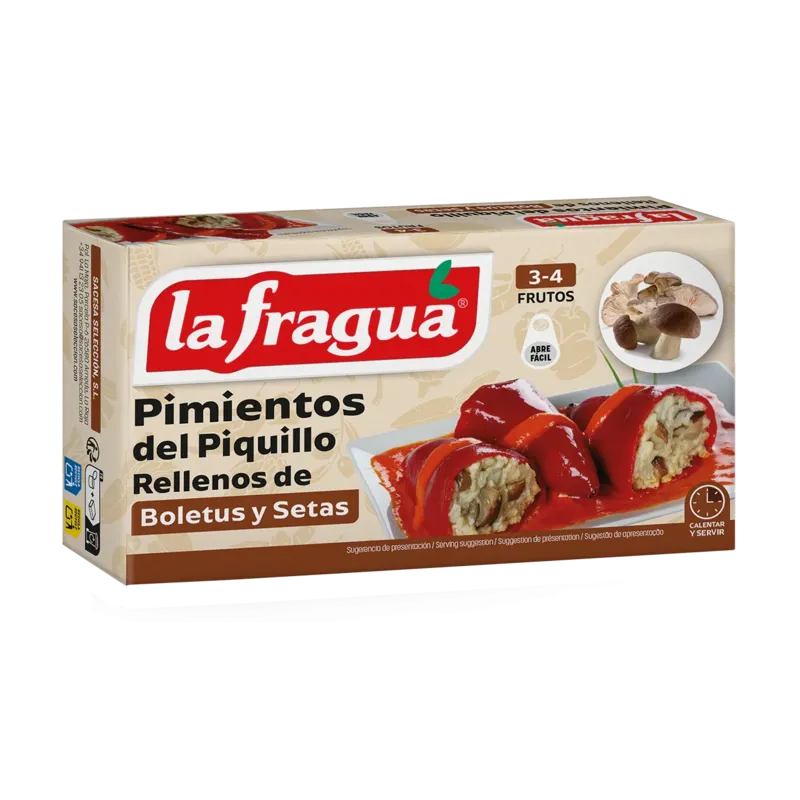 Pimientos Rellenos de Boletus y Setas Lata 1/4 kg Fiesta Alto - F.A. · 24 unidades · La Fragua