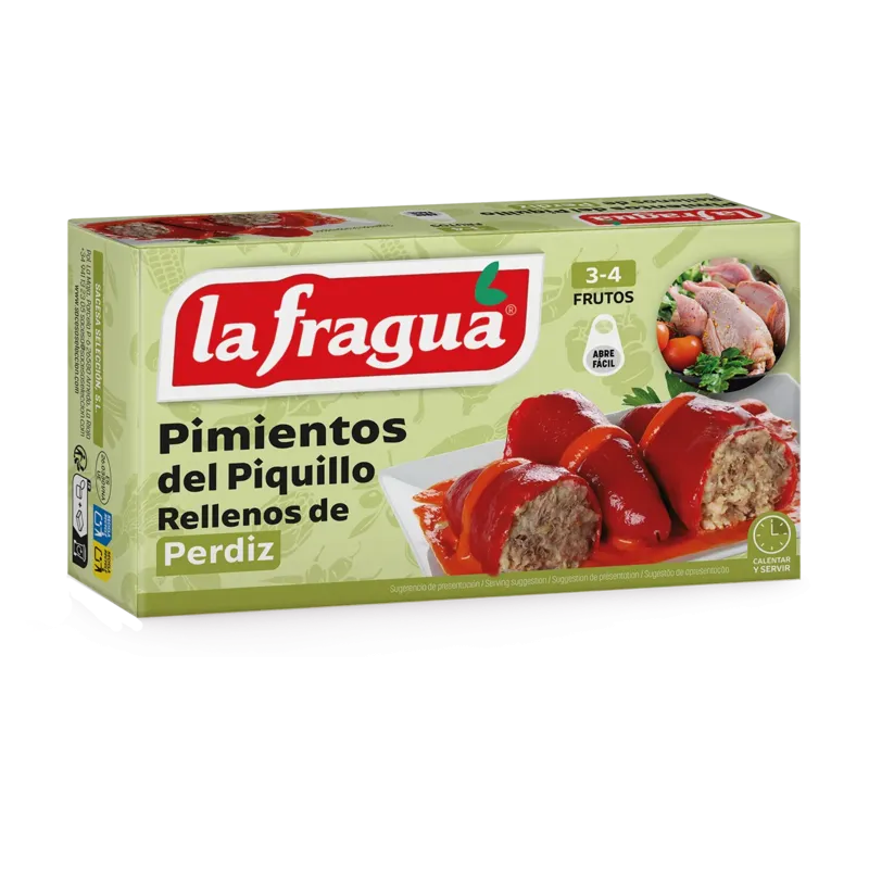Pimientos Rellenos de Perdiz Lata 1/4 kg Fiesta Alto - F.A. · 24 unidades · La Fragua