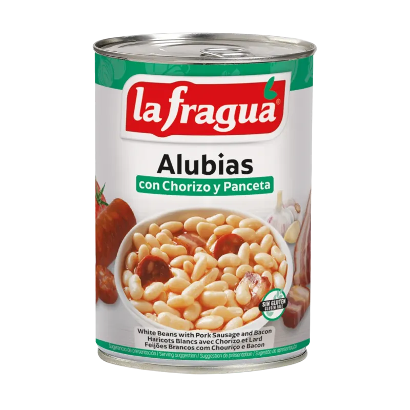 Alubias con Panceta y Chorizo Lata 1/2 kg F.A. - Apilable · 12 unidades · La Fragua