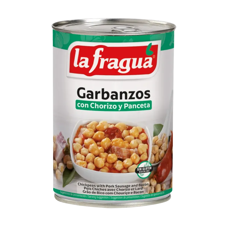Garbanzos con Panceta y Chorizo Lata 1/2 kg F.A. - Apilable · 12 unidades · La Fragua