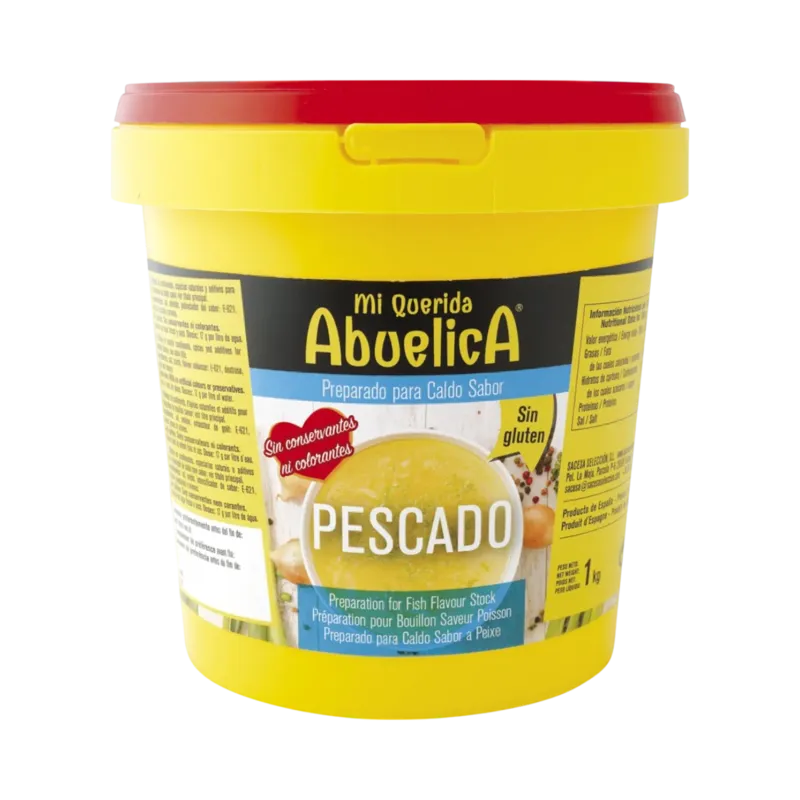 Preparado para Caldo Sabor Pescado Bote 1 kg (Sin Alérgenos ni Gluten) · 6 unidades · La Fragua