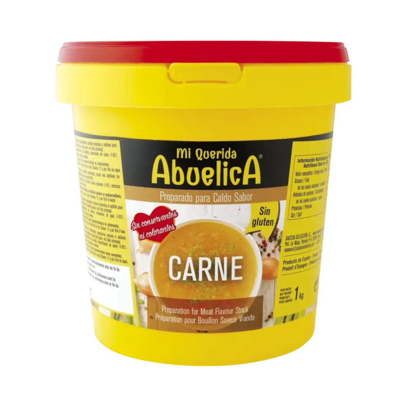 Preparado para Caldo Sabor Carne Bote 1 kg (Sin Alérgenos ni Gluten) · 6 unidades · La Fragua