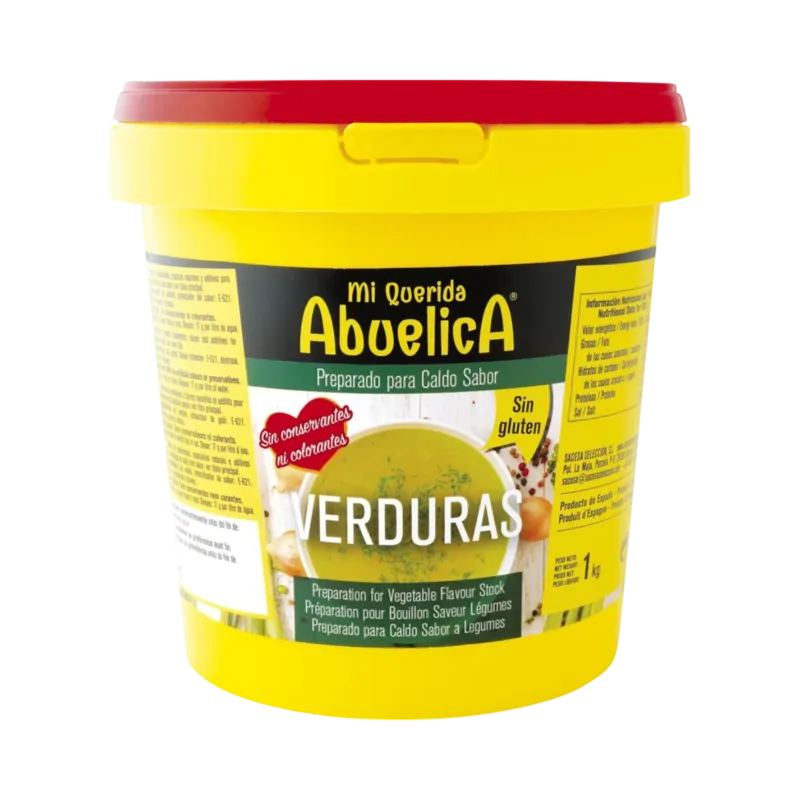 Preparado para Caldo Sabor Verduras Bote 1 kg (Sin Alérgenos ni Gluten) · 6 unidades · La Fragua