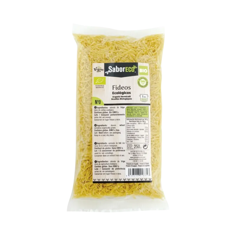 Fideos nº 0 BIO Bolsa 250 g · 12 unidades · La Fragua