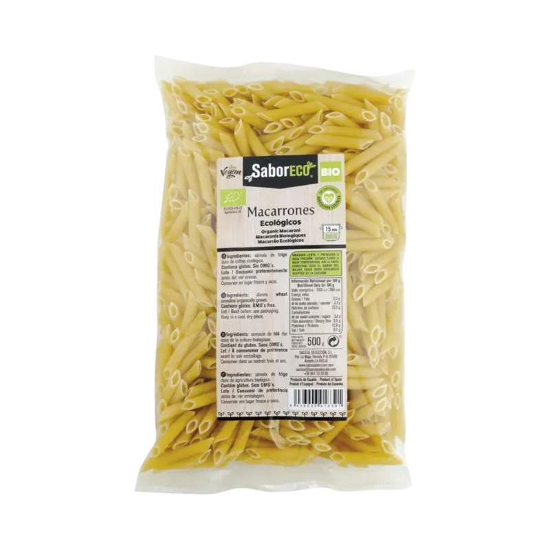 Macarrones BIO Bolsa 500 g · 12 unidades · La Fragua