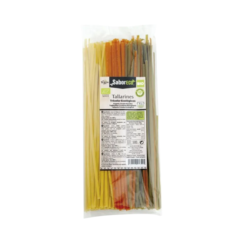 Tallarines Tricolor BIO Bolsa 500 g · 12 unidades · La Fragua