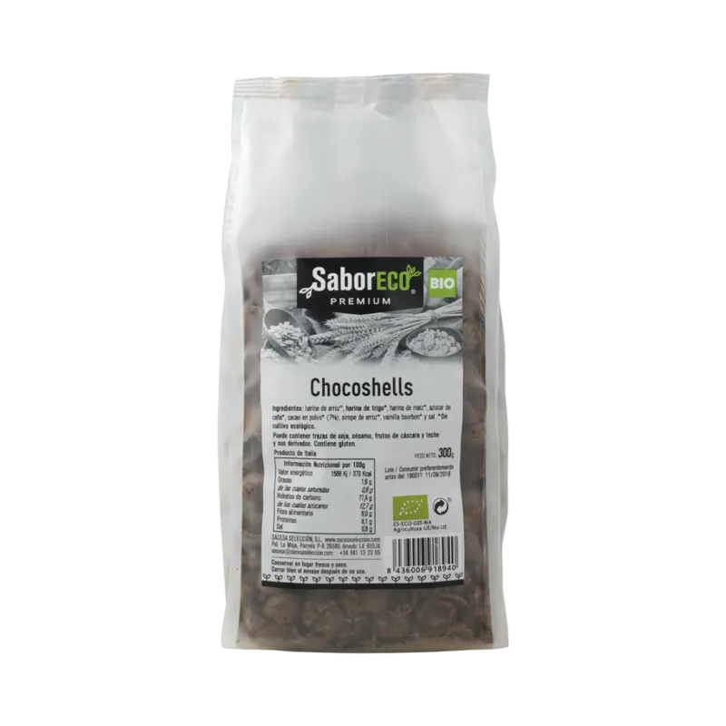 Chocoshells BIO Bolsa 250 g · 12 unidades · La Fragua