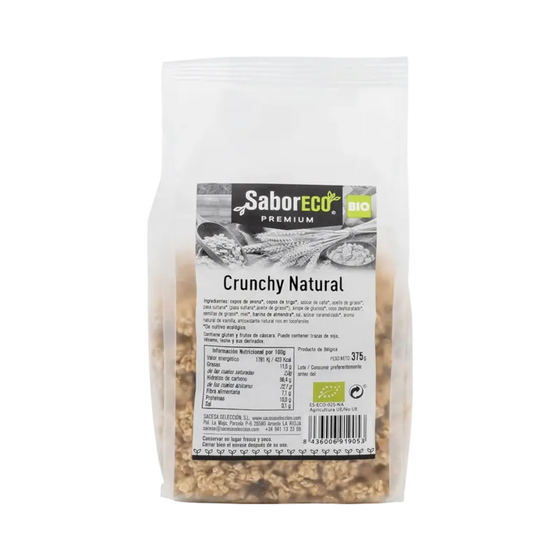 Crunchy Muesli al Natural BIO Bolsa 375 g · 12 unidades · La Fragua
