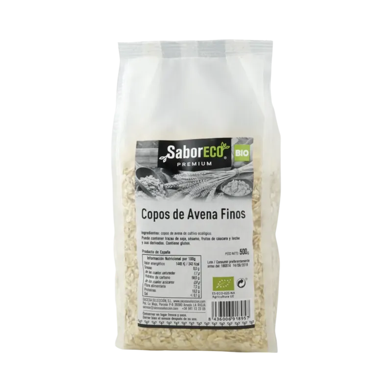 Copos de Avena Finos BIO Bolsa 500 g · 12 unidades · La Fragua