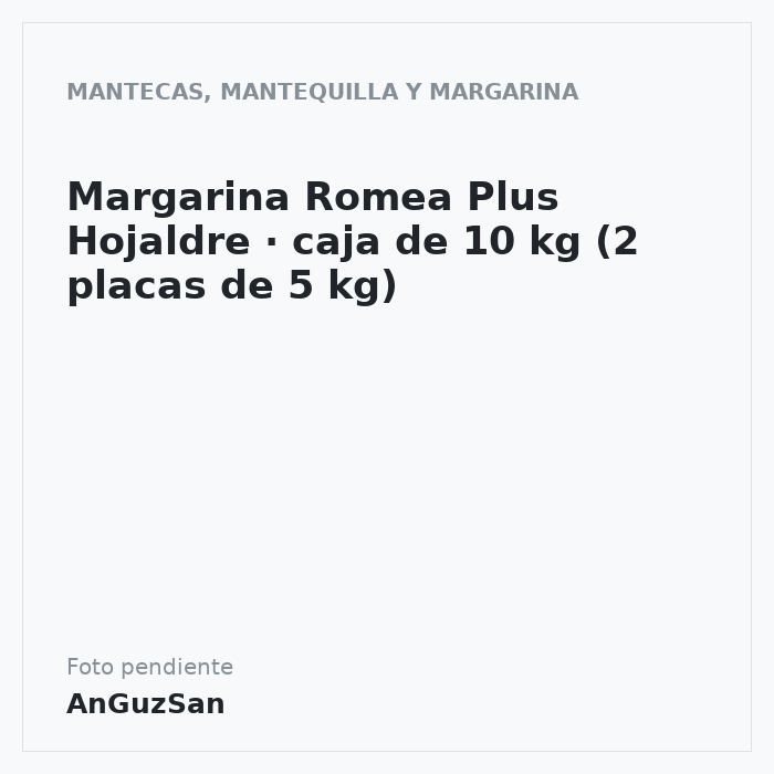 Margarina Romea Plus Hojaldre · caja de 10 kg (5 placas de 2 kg) · 10 unidades · Master Martini