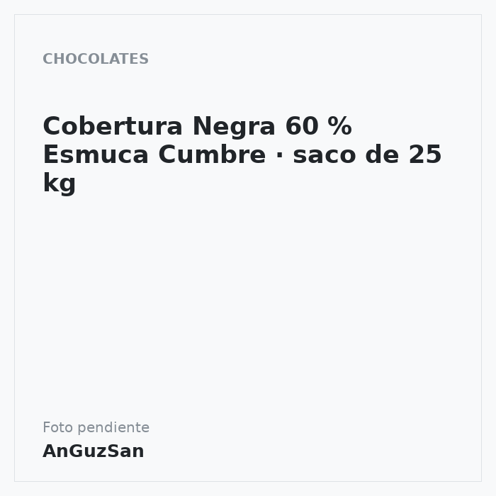 Cobertura Negra 60 % Esmuca Cumbre · saco de 25 kg · 25 unidades