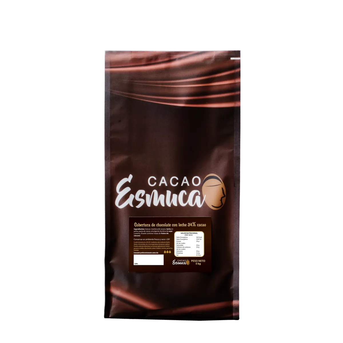 Cobertura con Leche 34 % Esmuca Noble · bolsa de 5 kg · 5 unidades