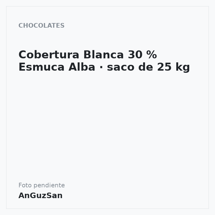 Cobertura Blanca 30 % Esmuca Alba · saco de 25 kg · 25 unidades