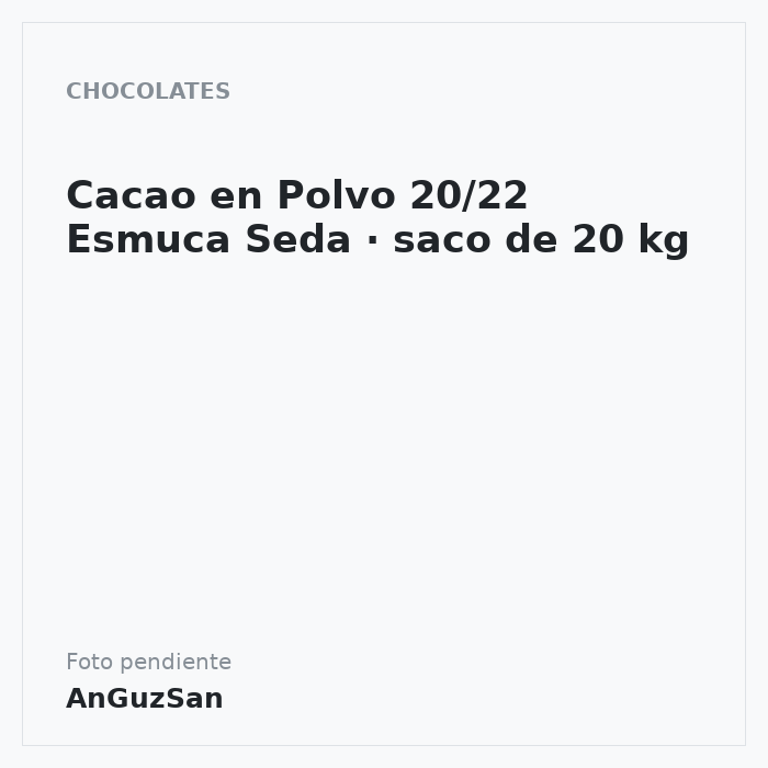 Cacao en Polvo 20/22 Esmuca Seda · saco de 20 kg · 20 unidades