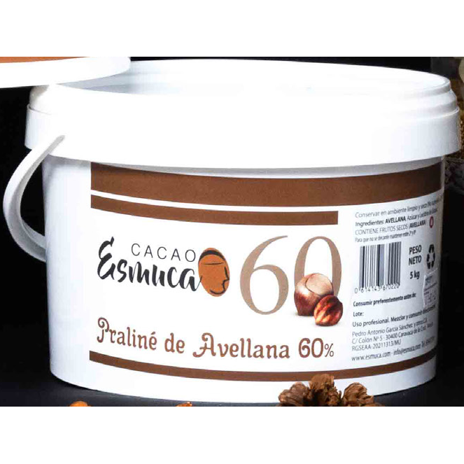 Praliné de Avellana 60 % Esmuca · cubo de 5 kg · 5 unidades
