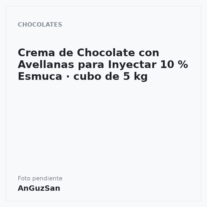 Crema de Chocolate con Avellanas para Inyectar 10 % Esmuca · cubo de 5 kg · 5 unidades