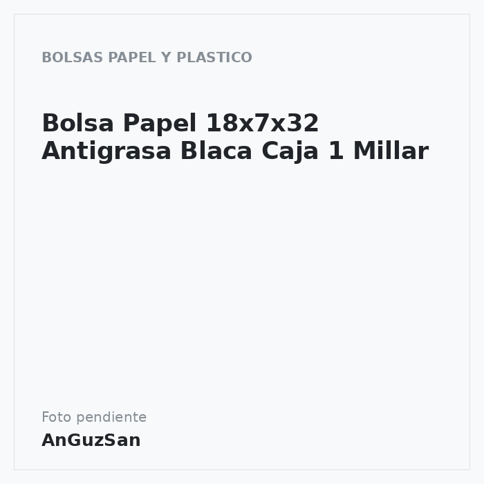 Bolsa Papel 18x7x32 Antigrasa Blaca Caja 1 Millar · Aceman