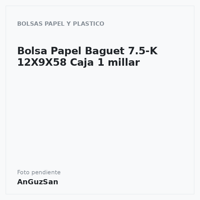 Bolsa Papel Baguet 7.5-K 12X9X58 Caja 1 millar · Vifra