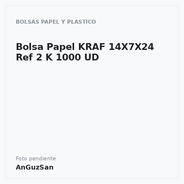 Bolsa Papel KRAF 14X7X24 Ref 2 K 1000 UD · Vifra