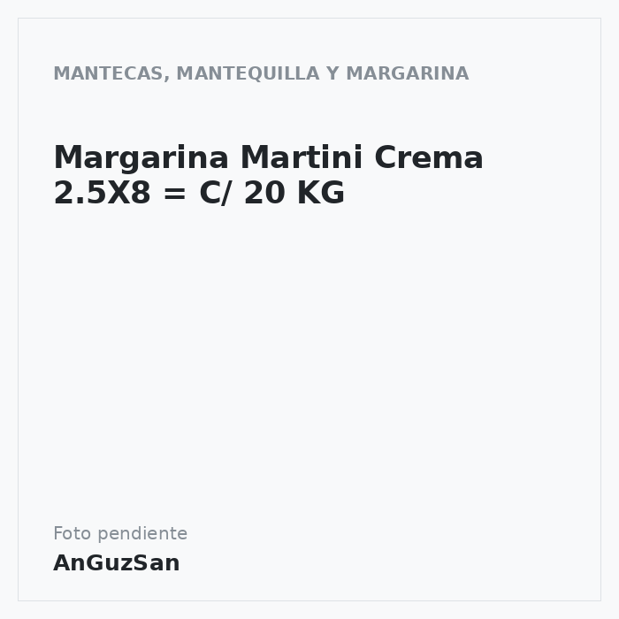 Margarina Martini Crema 2.5X8 = C/ 20 KG · 20 unidades · Master Martini