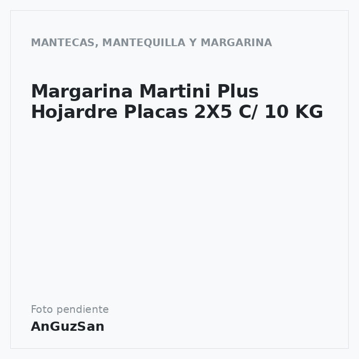 Margarina Martini Plus Hojardre Placas 2X5 C/ 10 KG · 10 unidades